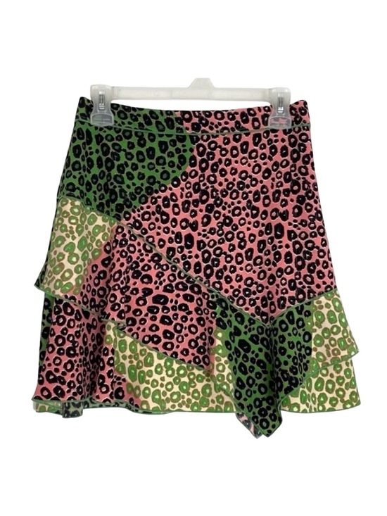 10 Crosby Derek Lam Dresses & Skirts - Derek Lam 10 Crosby Ruffle Leopard Print Skirt Pink Green Layered Size 6 Small